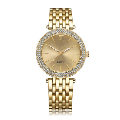 Special Luxury Brass Wrist Watch , 3 ATM Women'S Gold Watch With Diamonds