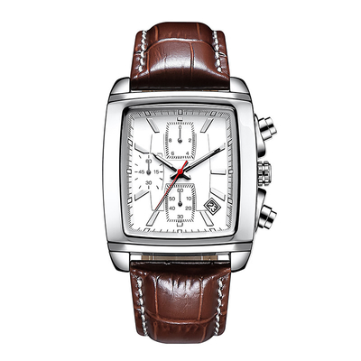 Men's Leather Strap Dial Alloy Quartz Wrist Watches
