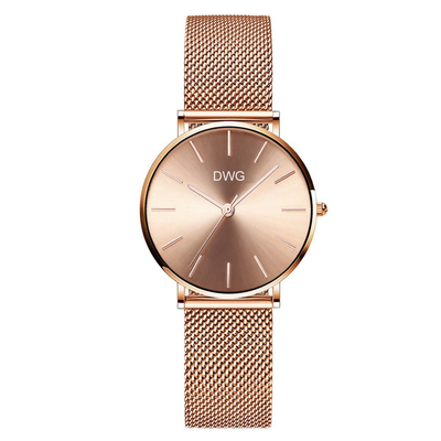 Mesh Stainless Steel Band Waterproof Women Luxury Watch With Sunray Dial