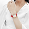 Ladies red color genuine leather strap Miyota 2035 quartz movement women wrist watch