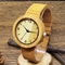 2018 hot sale bamboo wood case leather belt watch for men good supplier