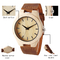 Genuine Leather Band Bamboo Wooden Watch Simple Design With Japan Quartz Movement