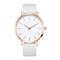 Ultra Thin 3atm Womens Metal Watches White Genuine Leather Strap
